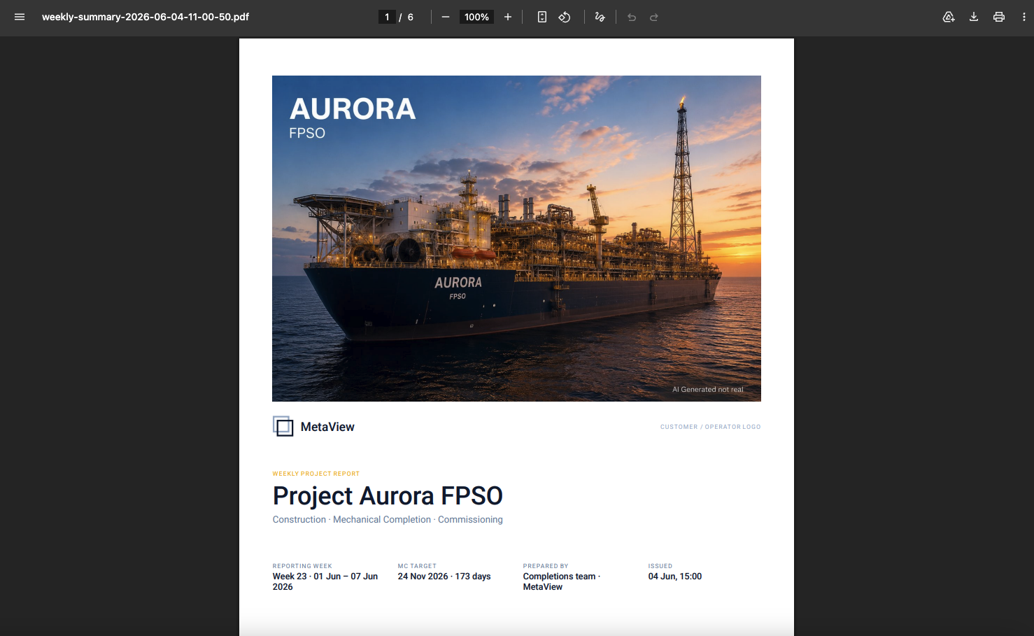 MetaView Reports — scheduled status reports